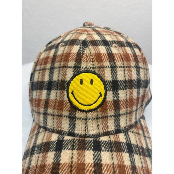 Aerie Smiley Wool Blend Baseball Hat in a brushed plaid pattern - Picture 2 of 6